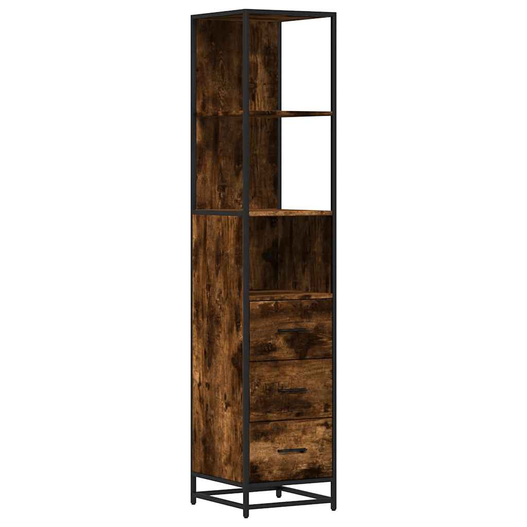 Smoked Oak Bathroom Cabinet - 35x37.5x166 cm Engineered Wood
