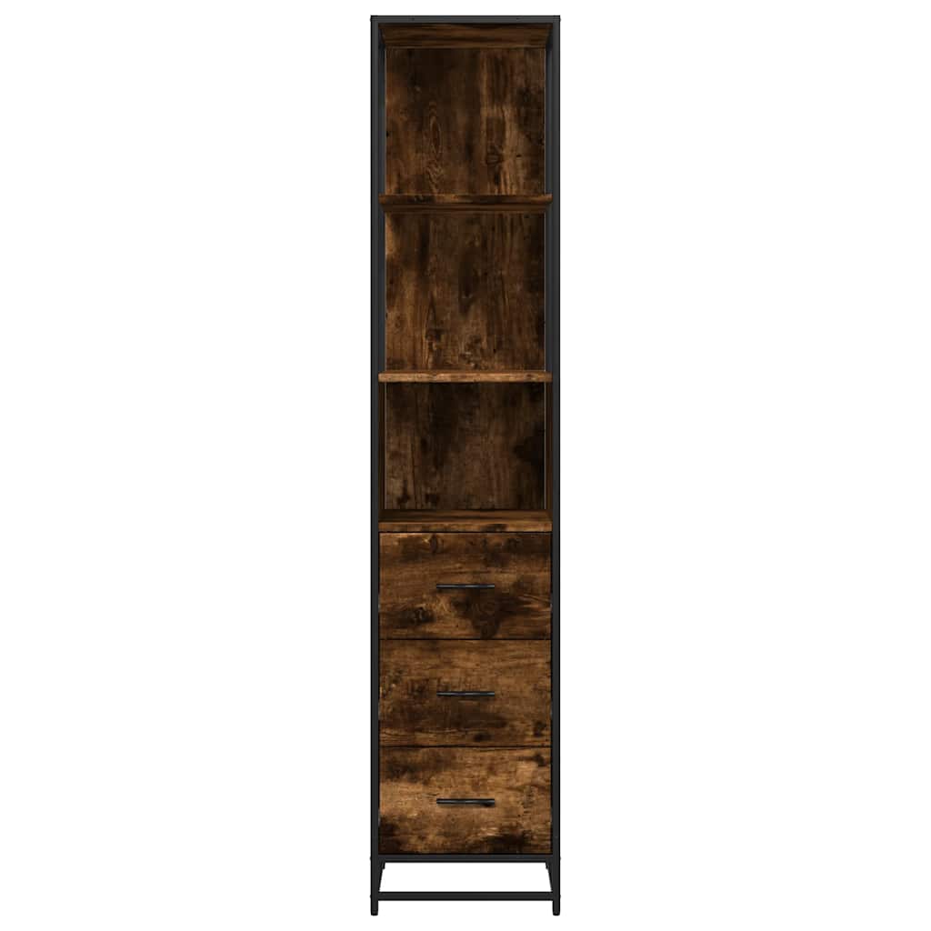 Smoked Oak Bathroom Cabinet - 35x37.5x166 cm Engineered Wood