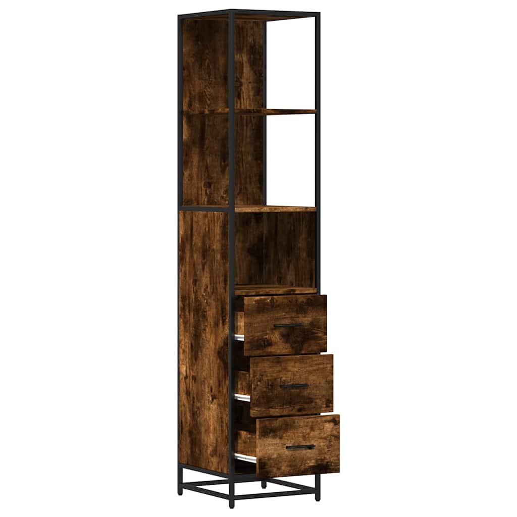 Smoked Oak Bathroom Cabinet - 35x37.5x166 cm Engineered Wood