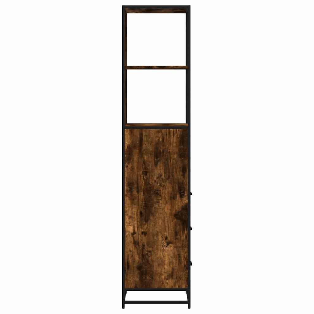 Smoked Oak Bathroom Cabinet - 35x37.5x166 cm Engineered Wood