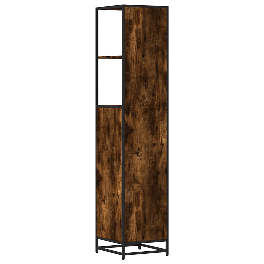 Smoked Oak Bathroom Cabinet - 35x37.5x166 cm Engineered Wood