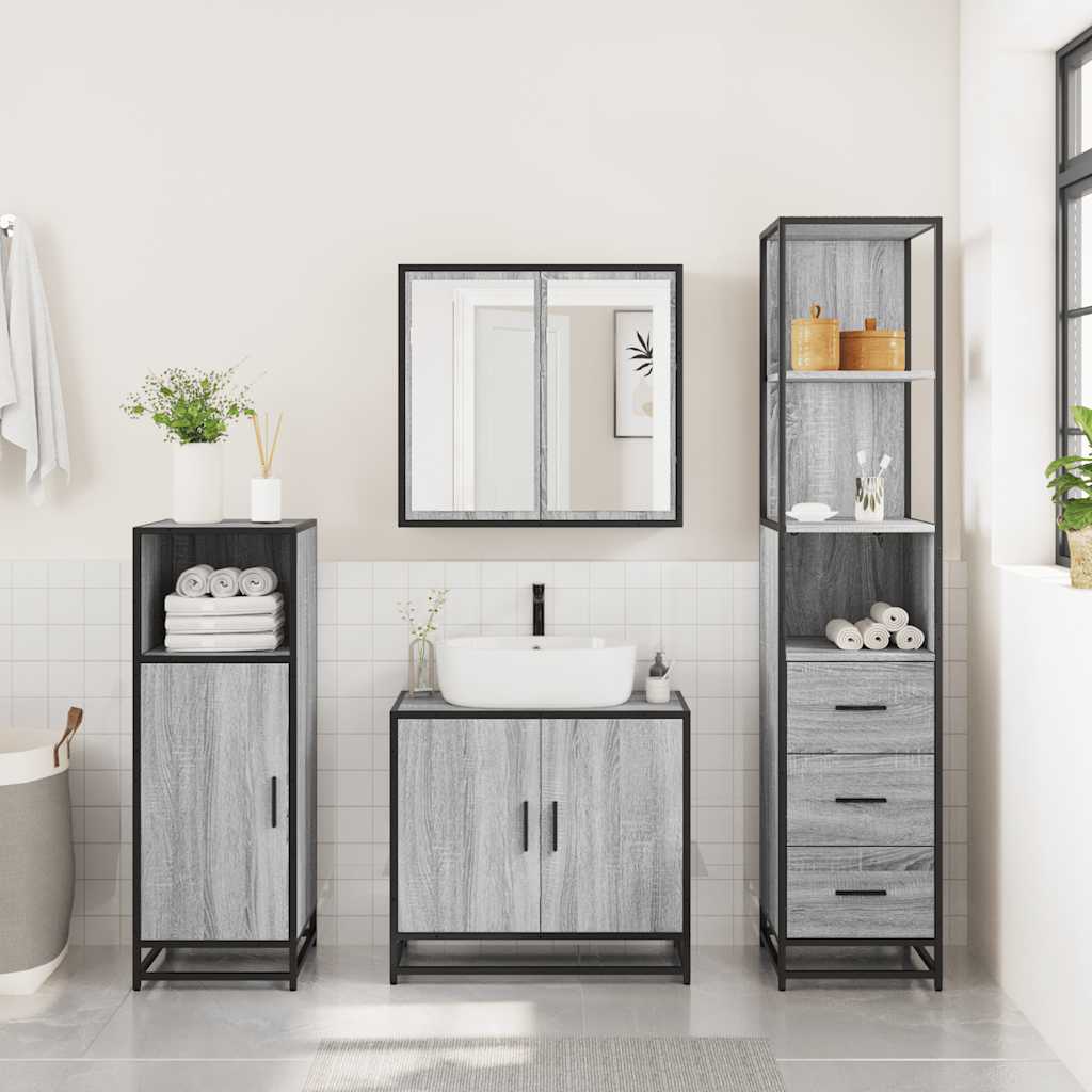 Grey Sonoma Bathroom Cabinet 35x37.5x166 cm - Engineered Wood