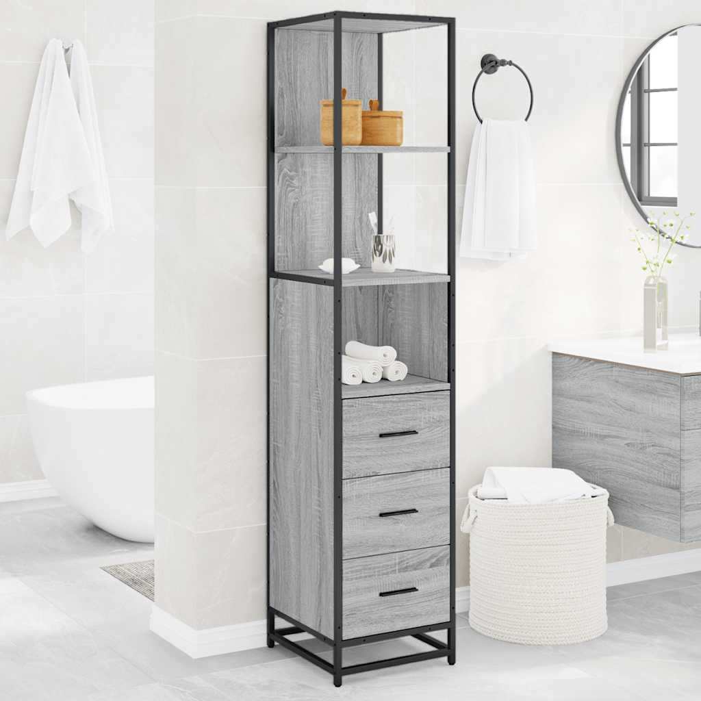 Grey Sonoma Bathroom Cabinet 35x37.5x166 cm - Engineered Wood