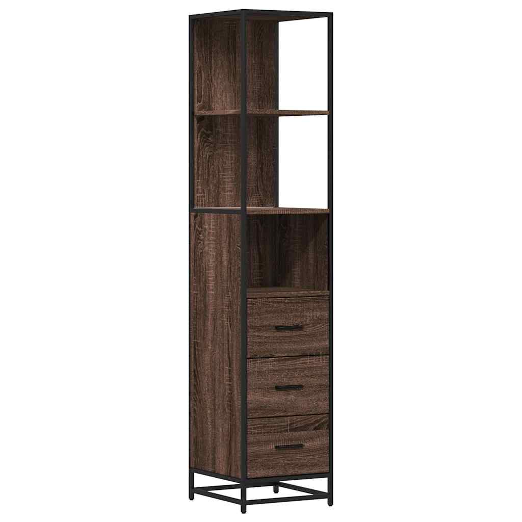 Brown Oak Bathroom Cabinet, 35x37.5x166 cm, Engineered Wood