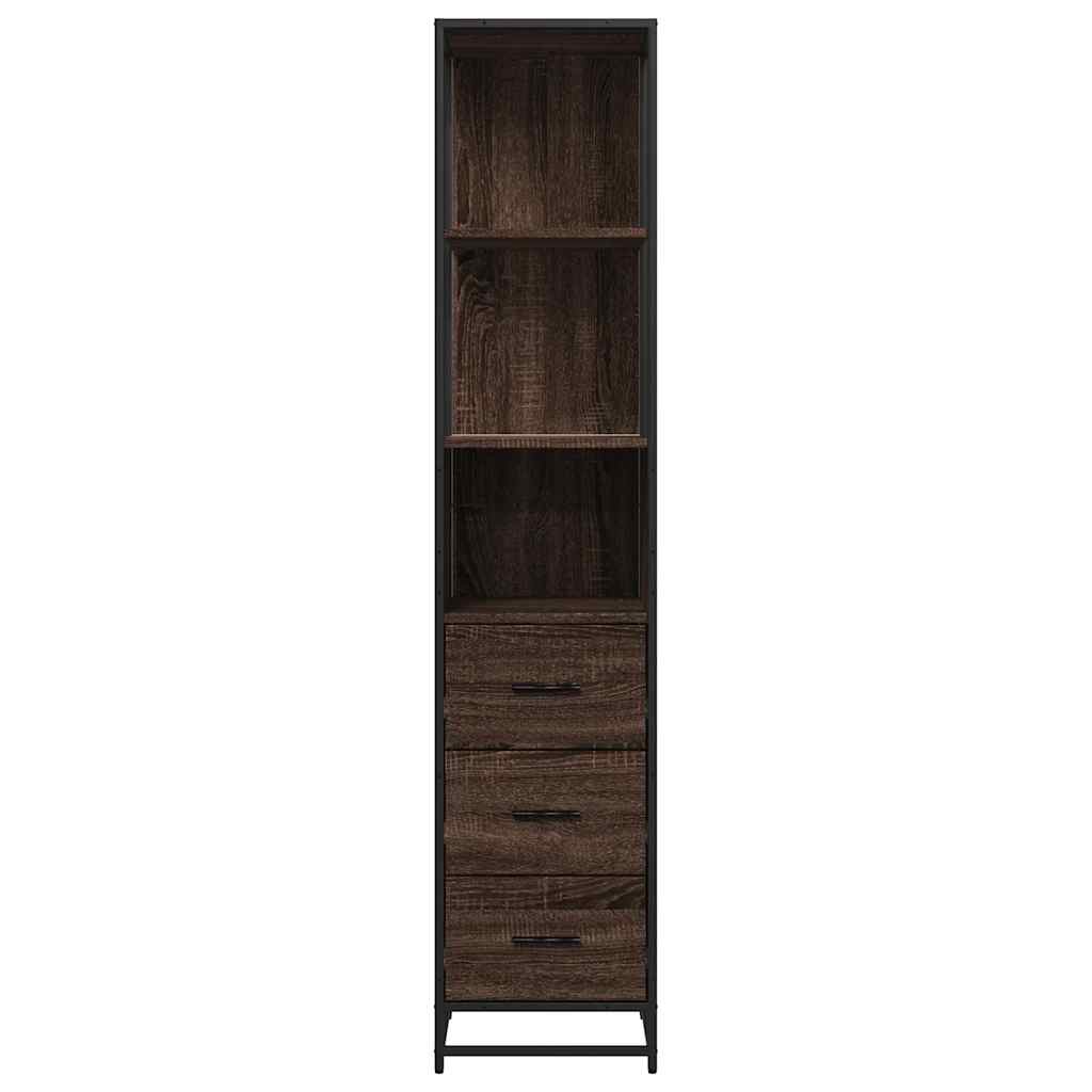 Brown Oak Bathroom Cabinet, 35x37.5x166 cm, Engineered Wood