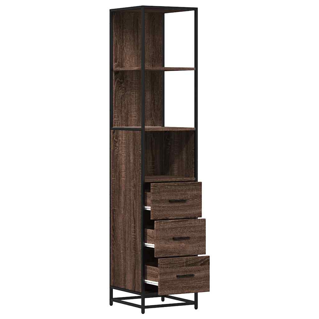 Brown Oak Bathroom Cabinet, 35x37.5x166 cm, Engineered Wood
