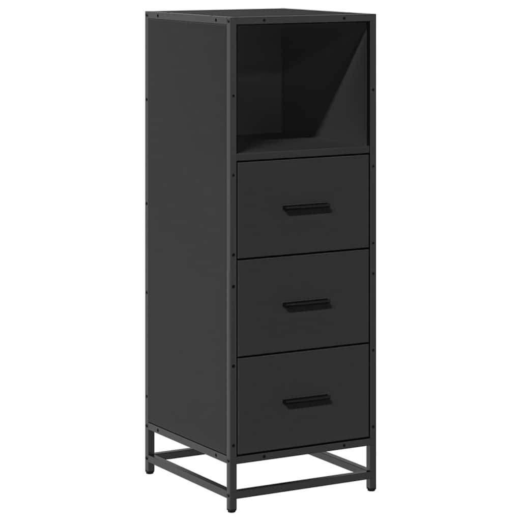 Stylish Black Bathroom Cabinet, 35x37.5x100 cm, Engineered Wood