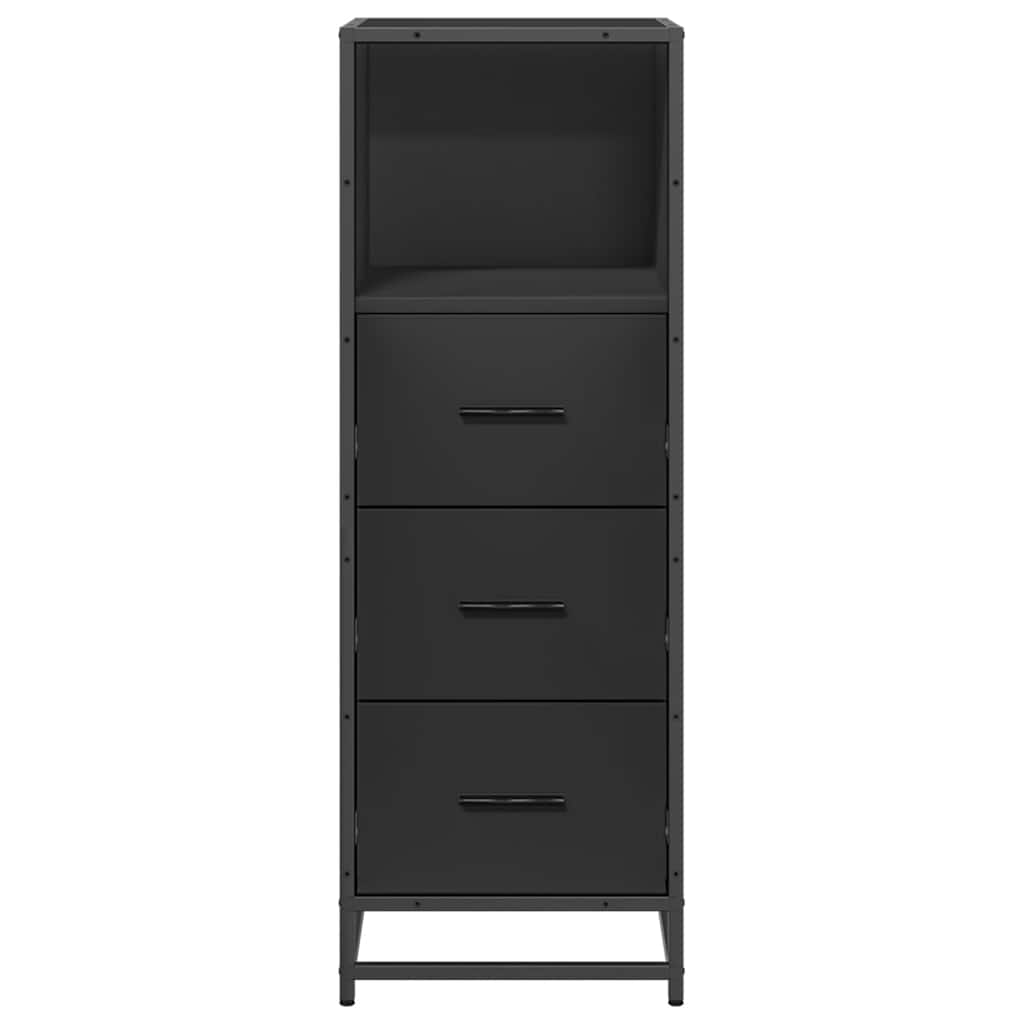 Stylish Black Bathroom Cabinet, 35x37.5x100 cm, Engineered Wood