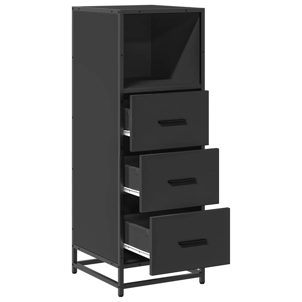 Stylish Black Bathroom Cabinet, 35x37.5x100 cm, Engineered Wood