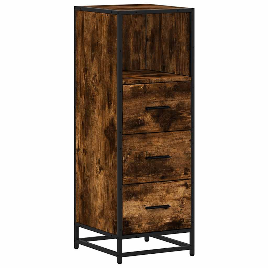 Smoked Oak Bathroom Cabinet 35x37.5x100 cm - Engineered Wood