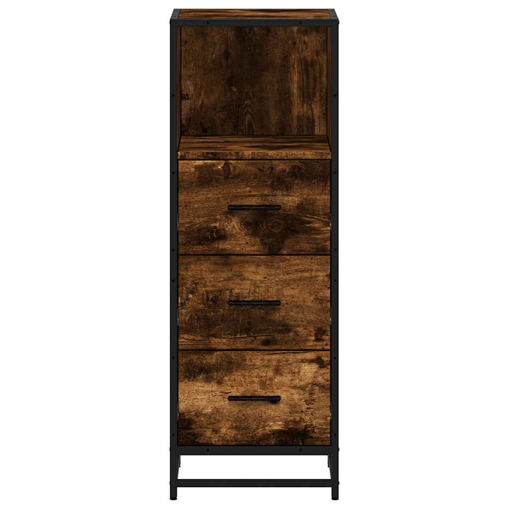 Smoked Oak Bathroom Cabinet 35x37.5x100 cm - Engineered Wood