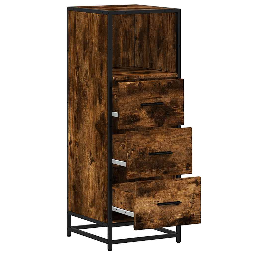 Smoked Oak Bathroom Cabinet 35x37.5x100 cm - Engineered Wood