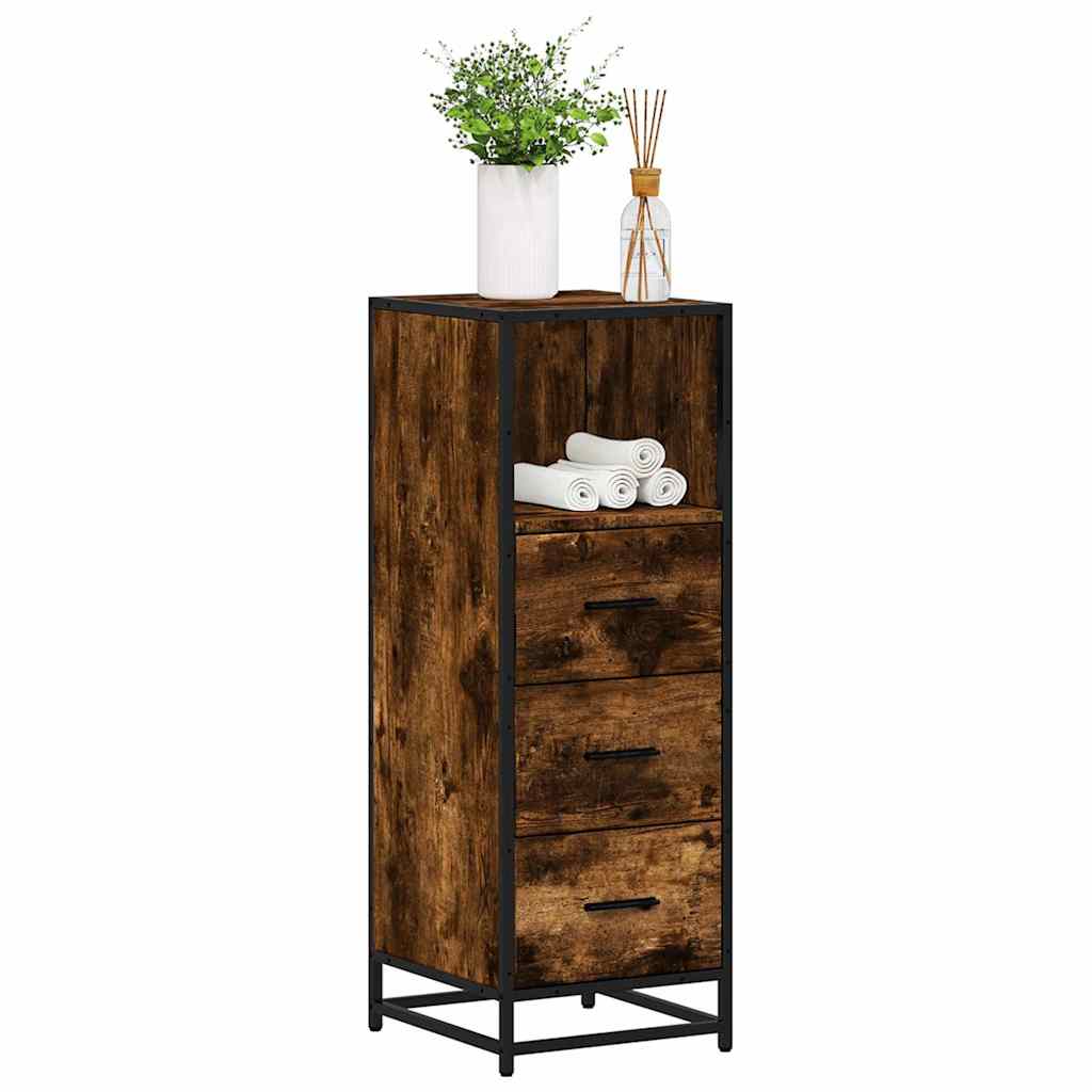 Smoked Oak Bathroom Cabinet 35x37.5x100 cm - Engineered Wood