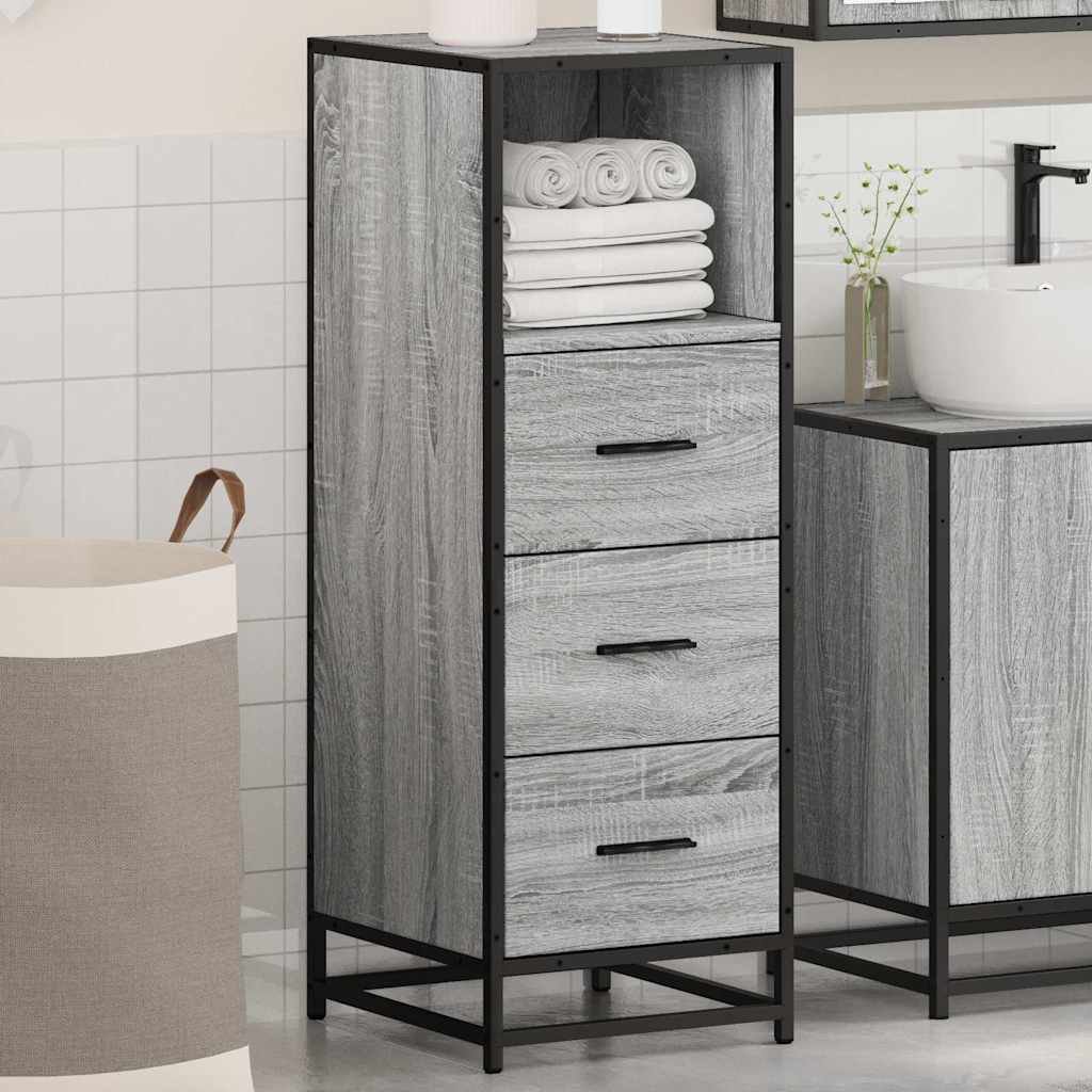 Grey Sonoma Engineered Wood Bathroom Cabinet, 35x37.5x100 cm