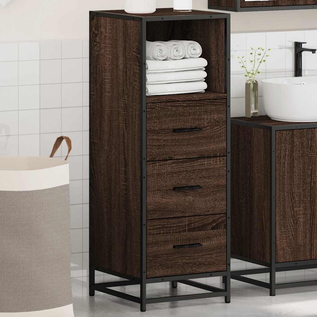 Stylish Brown Oak Bathroom Cabinet 35x37.5x100 cm Engineered Wood
