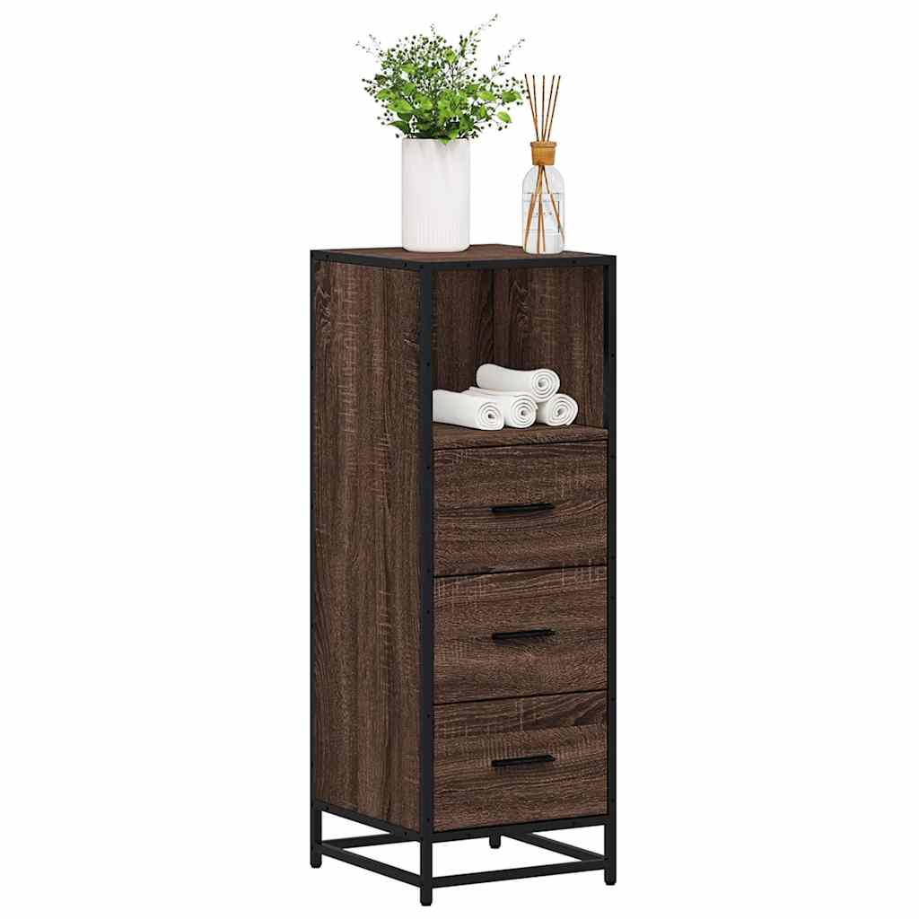 Stylish Brown Oak Bathroom Cabinet 35x37.5x100 cm Engineered Wood