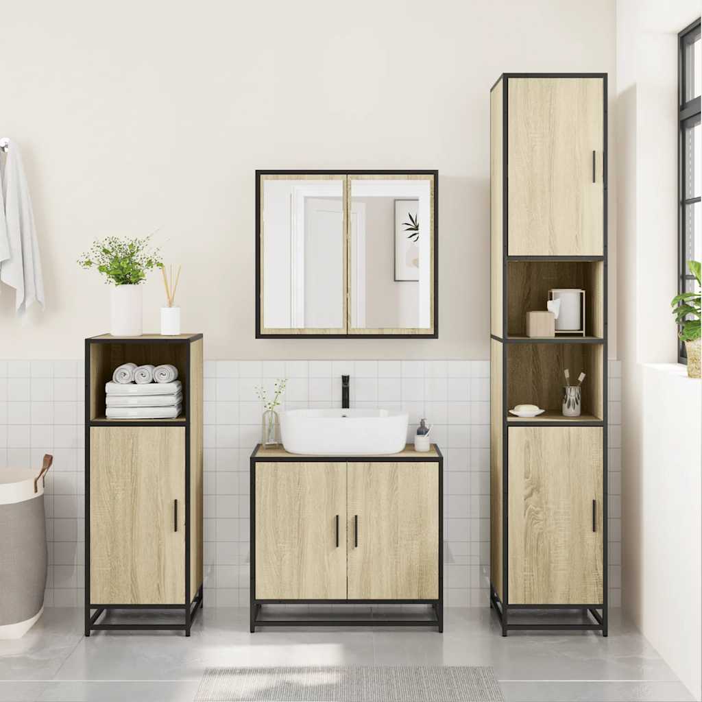Sonoma Oak Bathroom Sink Cabinet, 65x33x60 cm, Engineered Wood