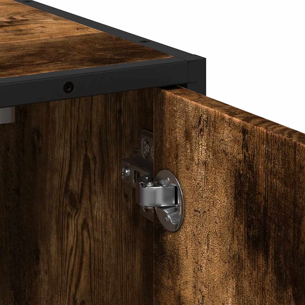 Smoked Oak Engineered Wood Bathroom Sink Cabinet 65x33x60 cm