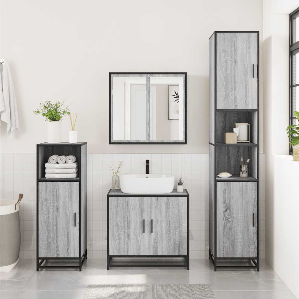 Grey Sonoma Bathroom Sink Cabinet, 65x33x60 cm, Engineered Wood