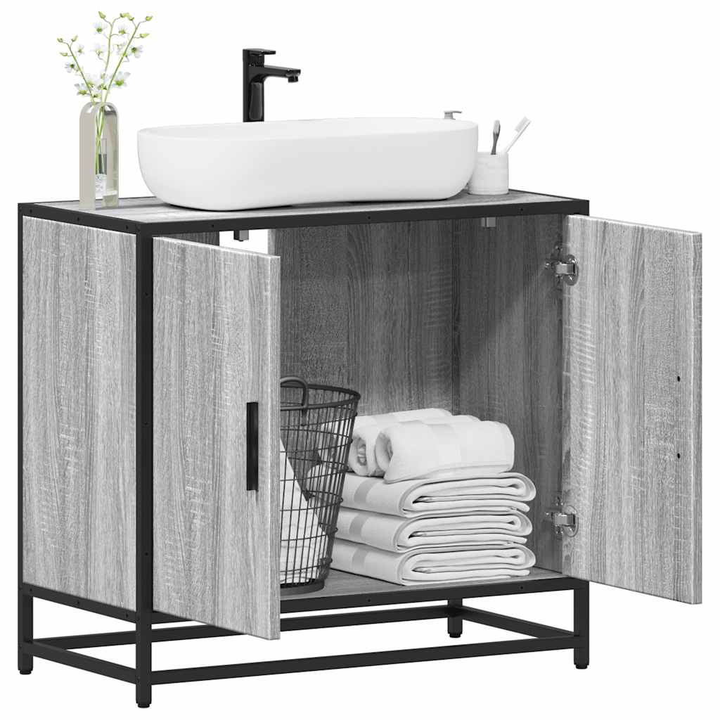 Grey Sonoma Bathroom Sink Cabinet, 65x33x60 cm, Engineered Wood