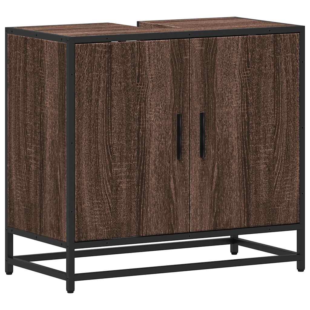 Brown Oak Bathroom Sink Cabinet 65x33x60 cm - Engineered Wood
