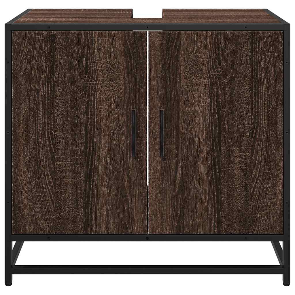 Brown Oak Bathroom Sink Cabinet 65x33x60 cm - Engineered Wood