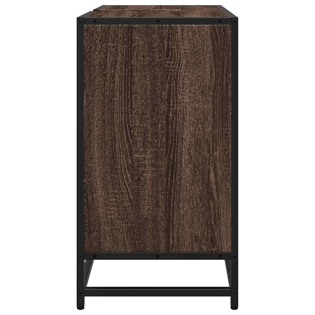 Brown Oak Bathroom Sink Cabinet 65x33x60 cm - Engineered Wood