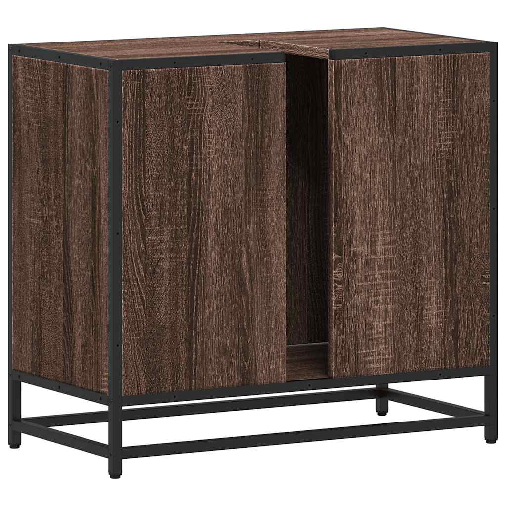 Brown Oak Bathroom Sink Cabinet 65x33x60 cm - Engineered Wood