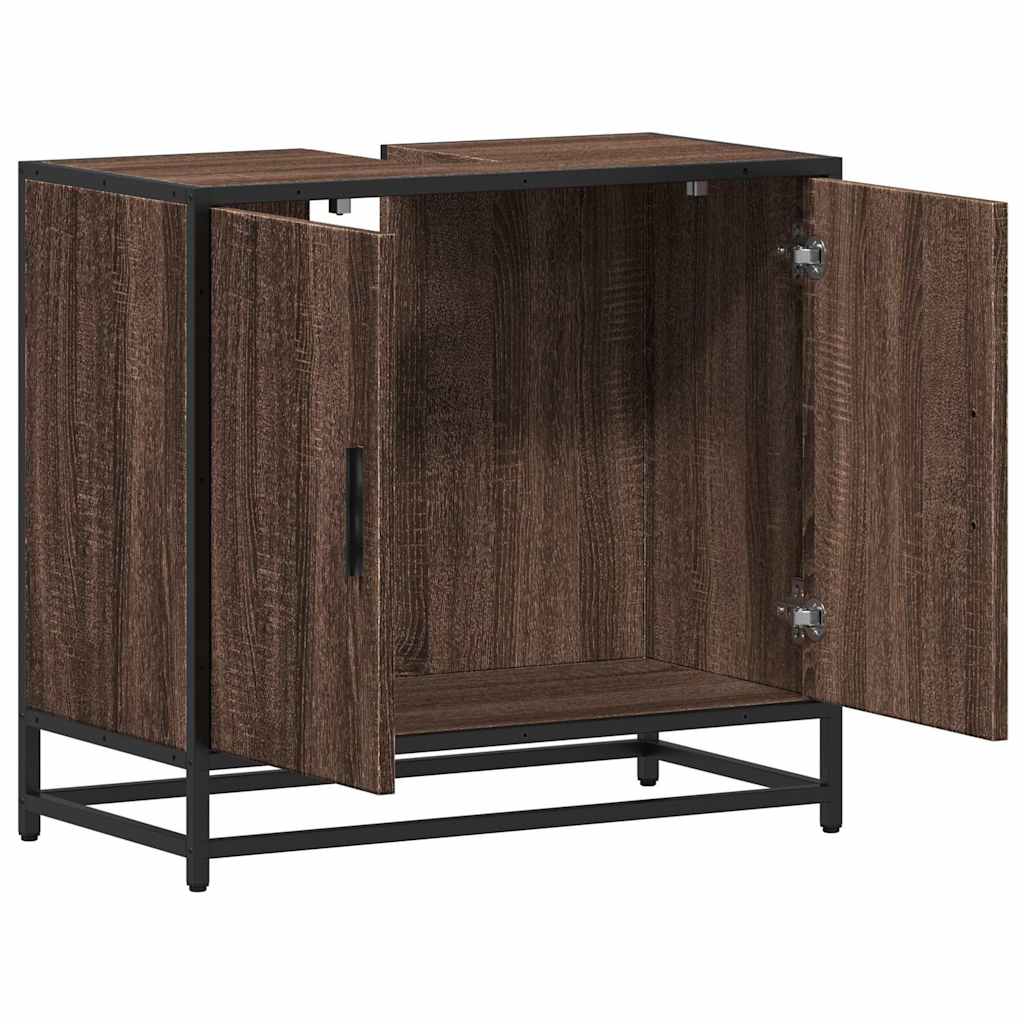 Brown Oak Bathroom Sink Cabinet 65x33x60 cm - Engineered Wood