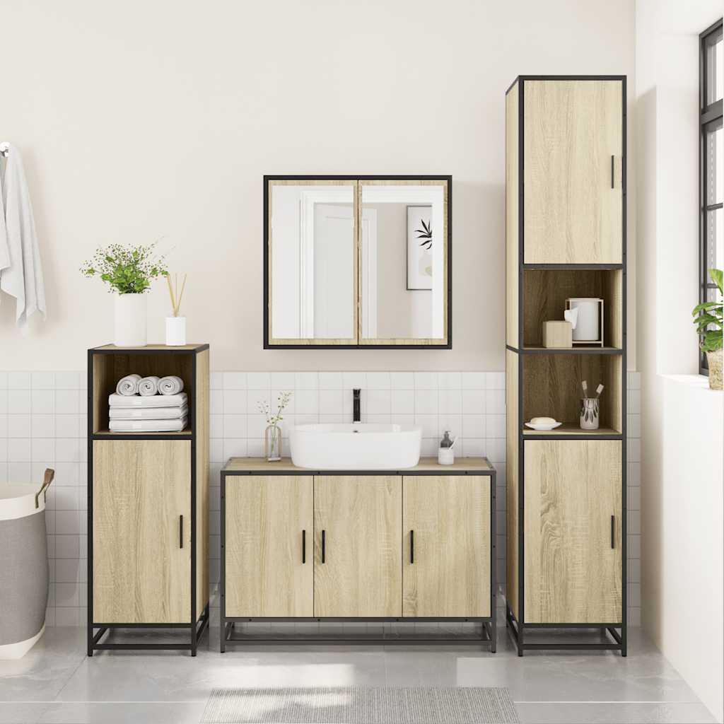 Sonoma Oak Bathroom Sink Cabinet, 90x33x60 cm, Engineered Wood