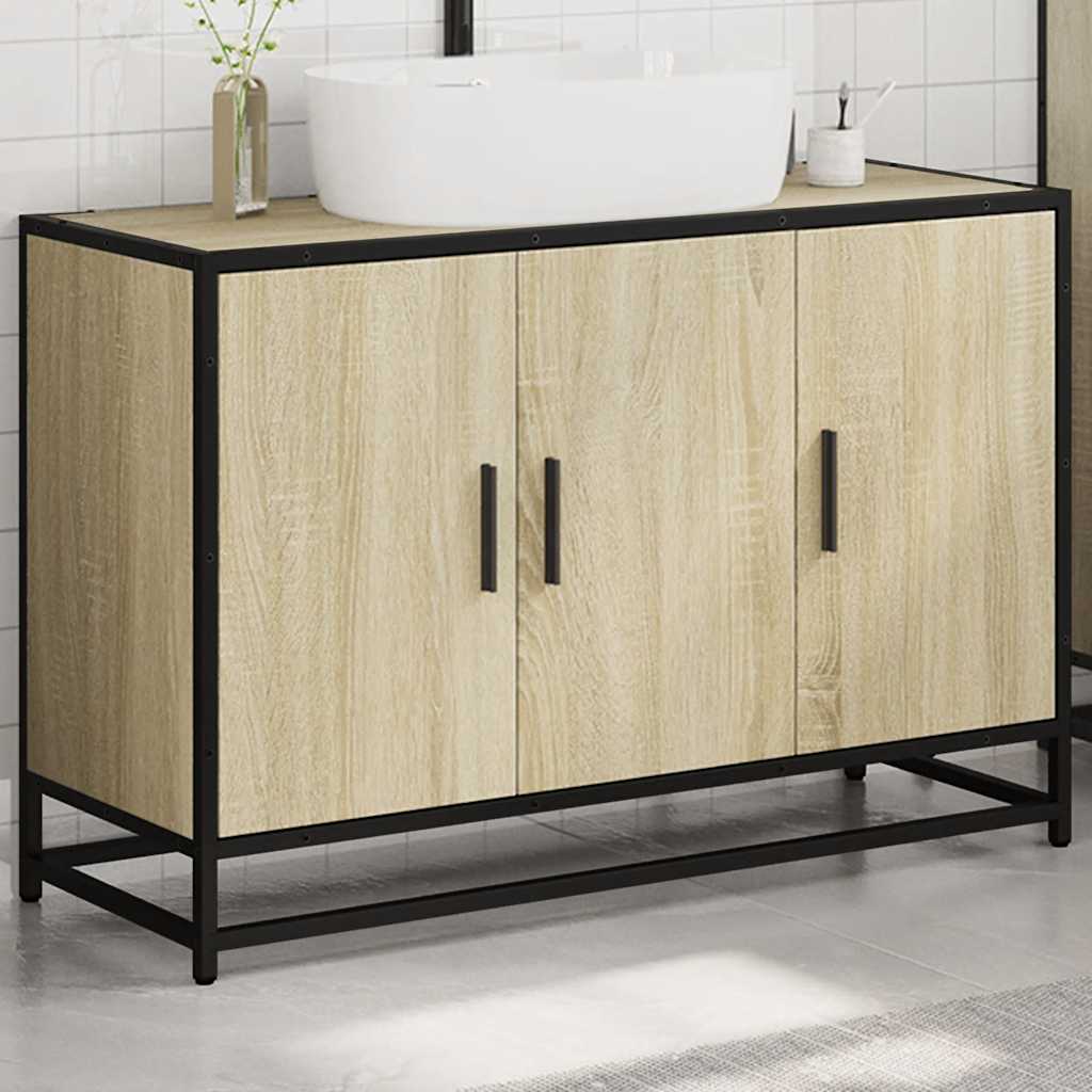 Sonoma Oak Bathroom Sink Cabinet, 90x33x60 cm, Engineered Wood