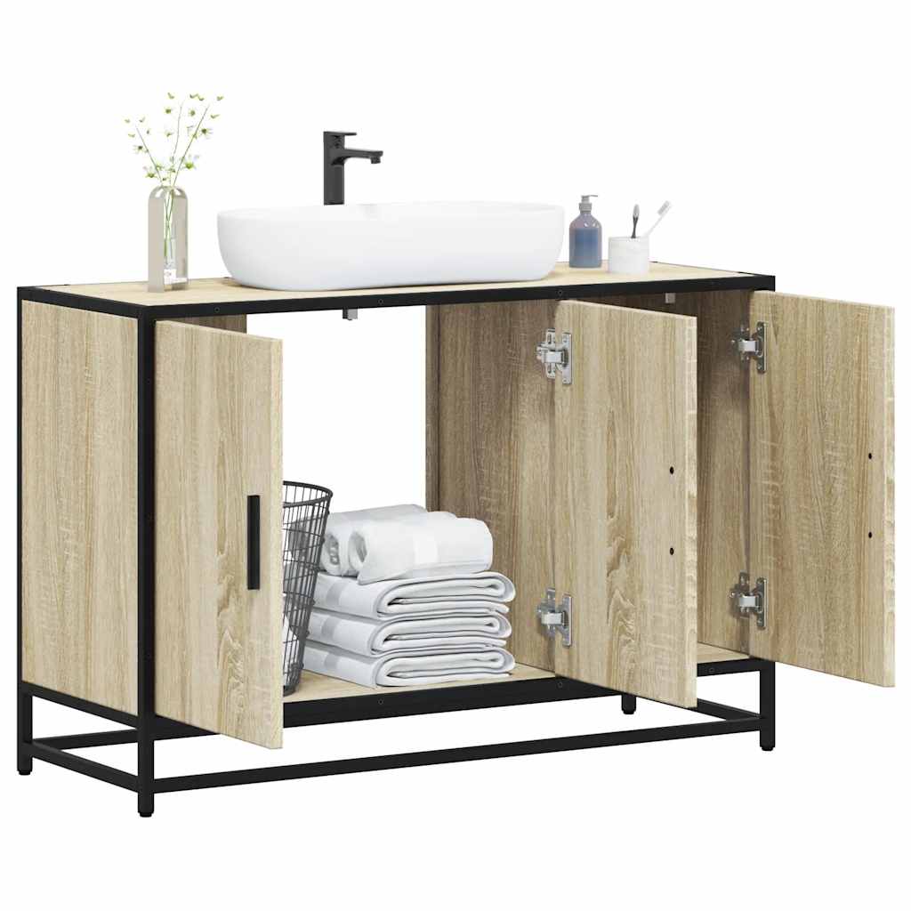 Sonoma Oak Bathroom Sink Cabinet, 90x33x60 cm, Engineered Wood