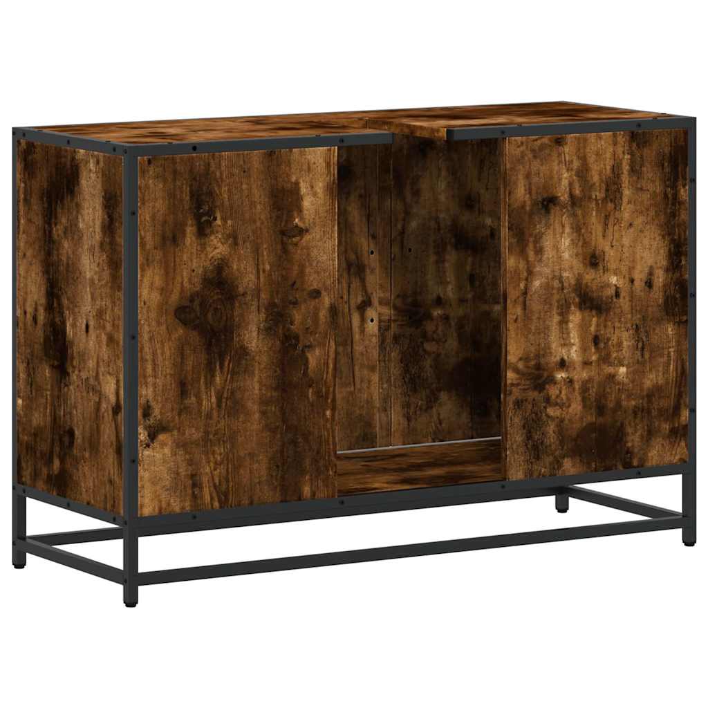 Smoked Oak Bathroom Sink Cabinet 90x33x60 cm - Engineered Wood