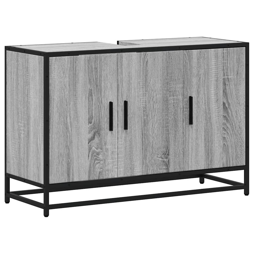 Grey Sonoma Engineered Wood Bathroom Sink Cabinet 90x33x60 cm