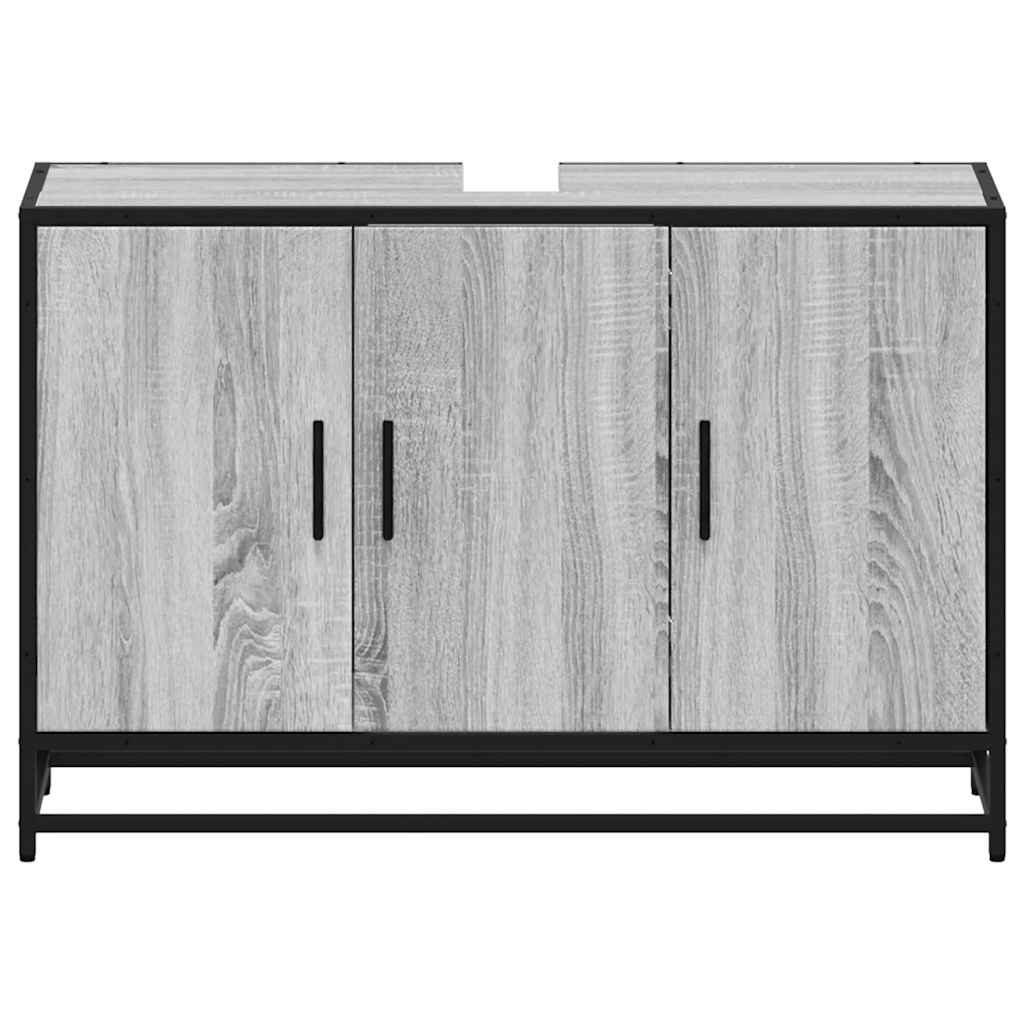 Grey Sonoma Engineered Wood Bathroom Sink Cabinet 90x33x60 cm