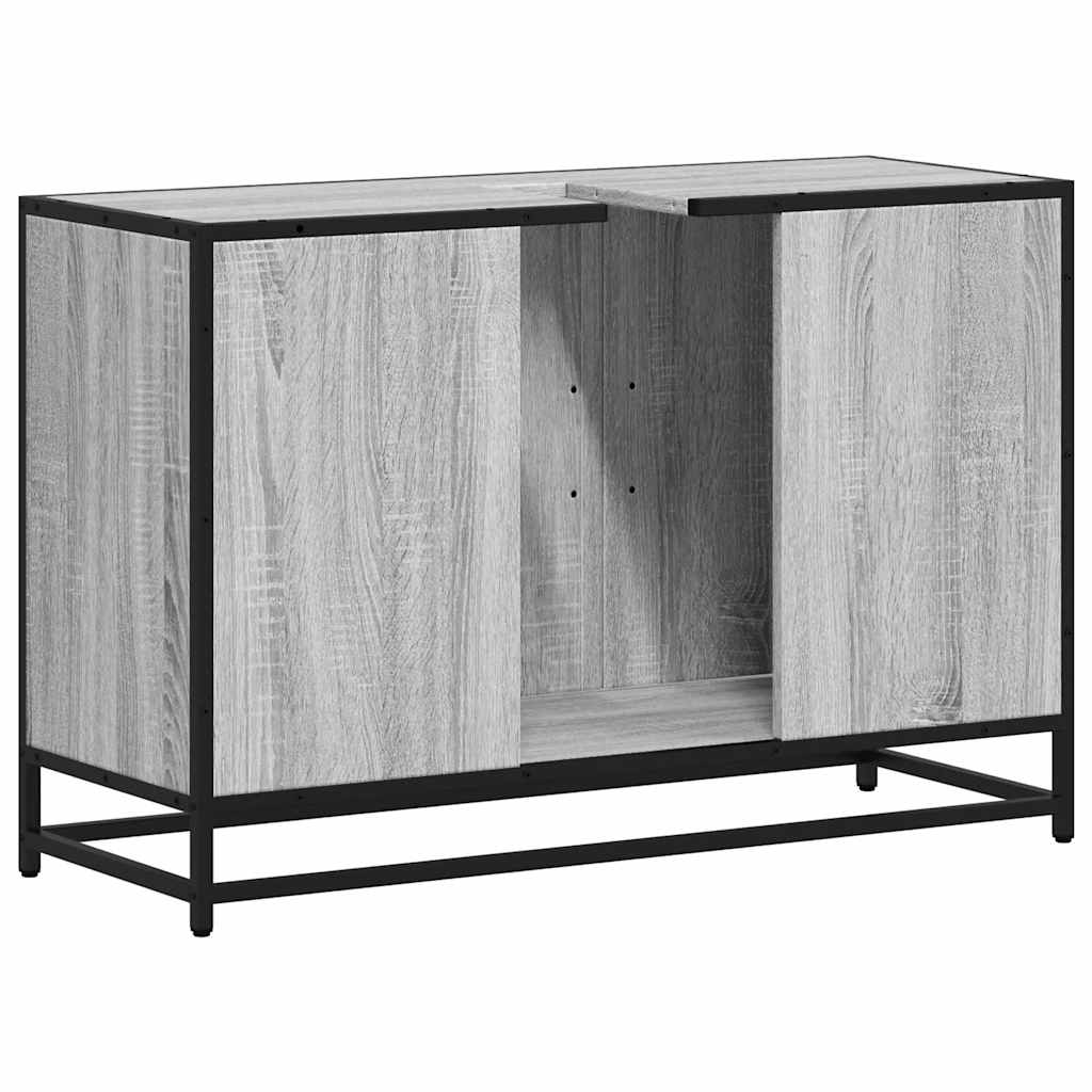 Grey Sonoma Engineered Wood Bathroom Sink Cabinet 90x33x60 cm