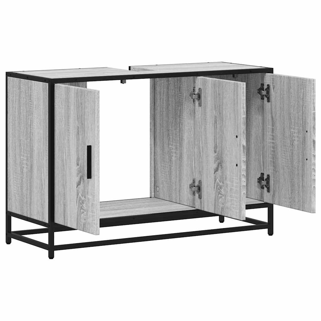 Grey Sonoma Engineered Wood Bathroom Sink Cabinet 90x33x60 cm