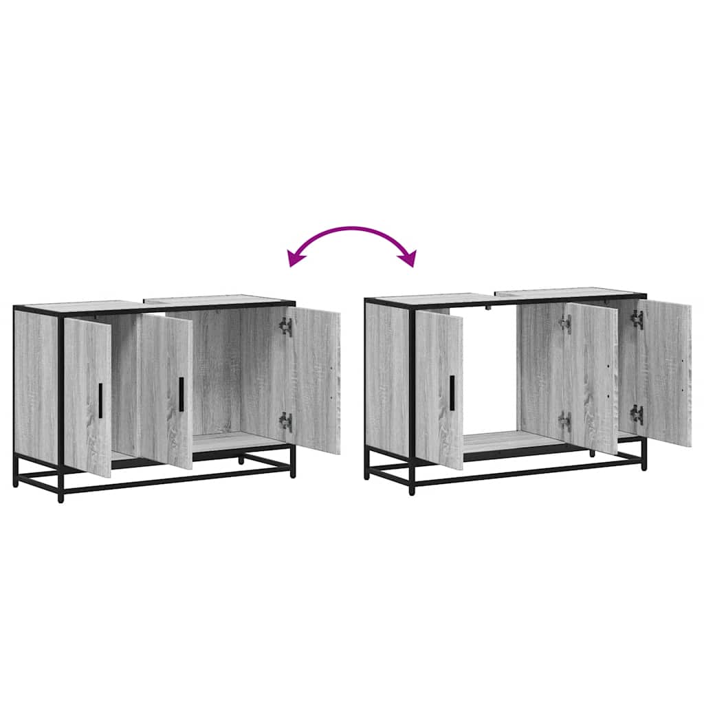 Grey Sonoma Engineered Wood Bathroom Sink Cabinet 90x33x60 cm