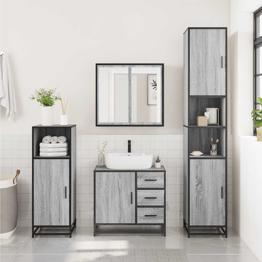 Grey Sonoma Bathroom Sink Cabinet 65x33x60 cm - Engineered Wood