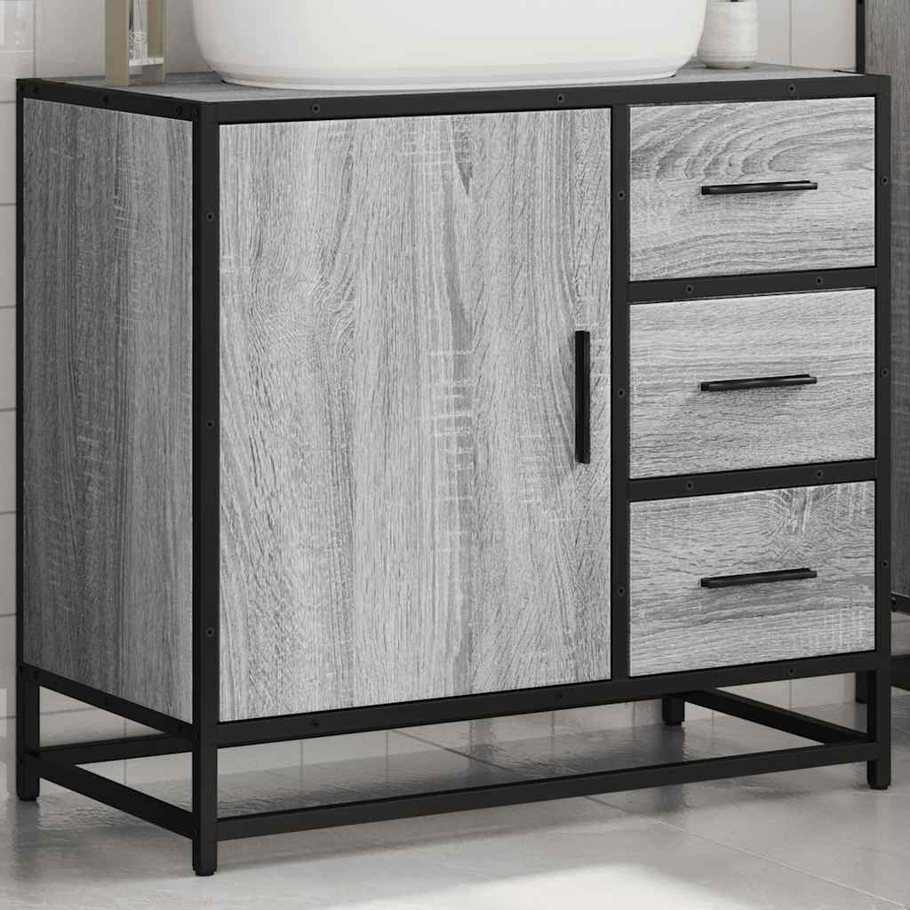 Grey Sonoma Bathroom Sink Cabinet 65x33x60 cm - Engineered Wood