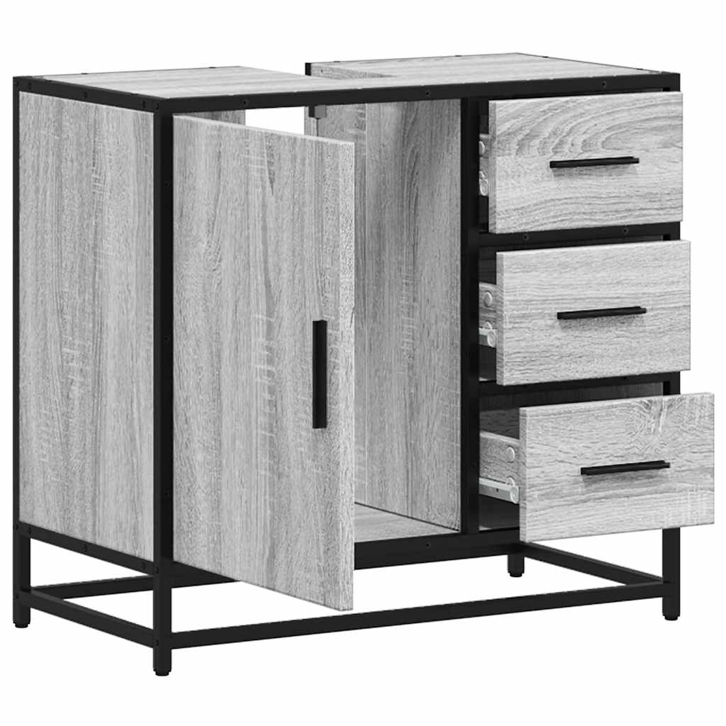 Grey Sonoma Bathroom Sink Cabinet 65x33x60 cm - Engineered Wood