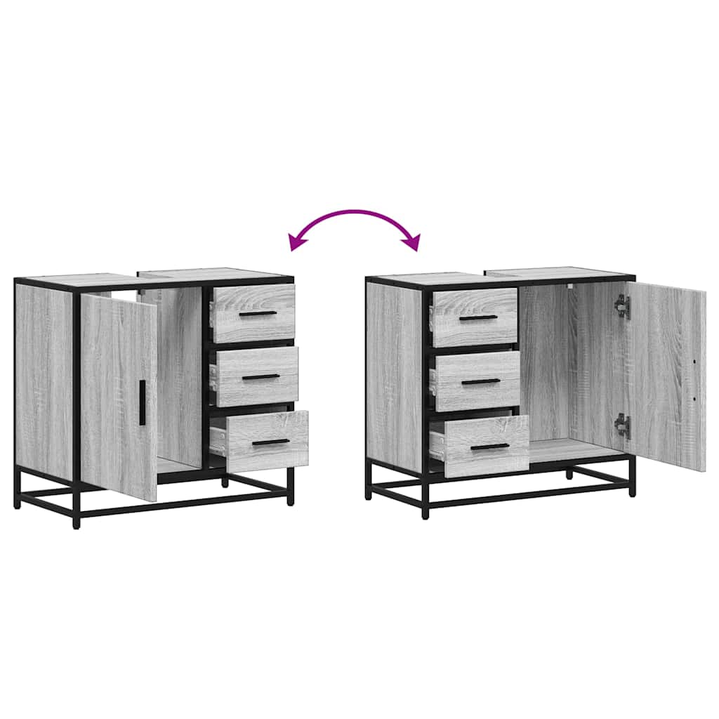 Grey Sonoma Bathroom Sink Cabinet 65x33x60 cm - Engineered Wood