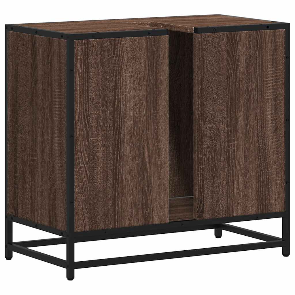 Brown Oak Bathroom Sink Cabinet 65x33x60 cm - Engineered Wood