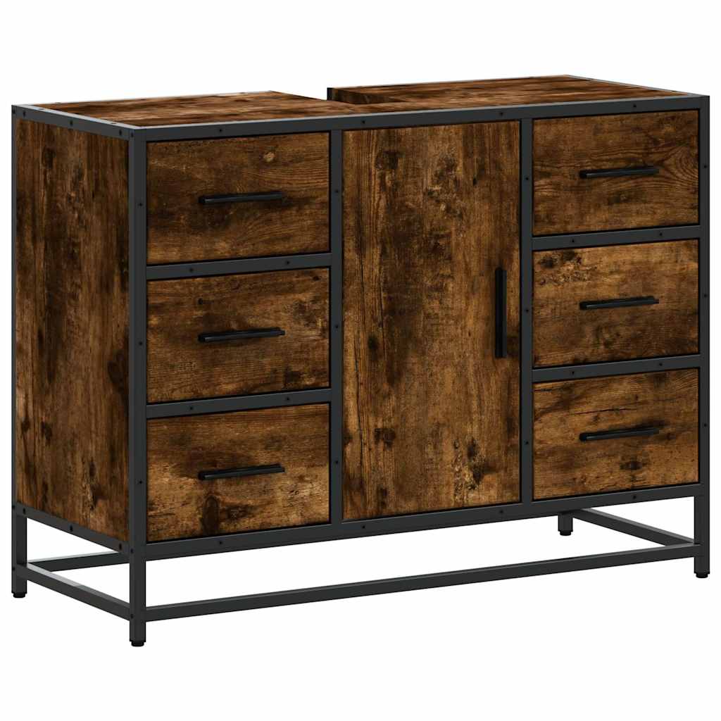 Smoked Oak Bathroom Sink Cabinet 80x33x60 cm - Engineered Wood