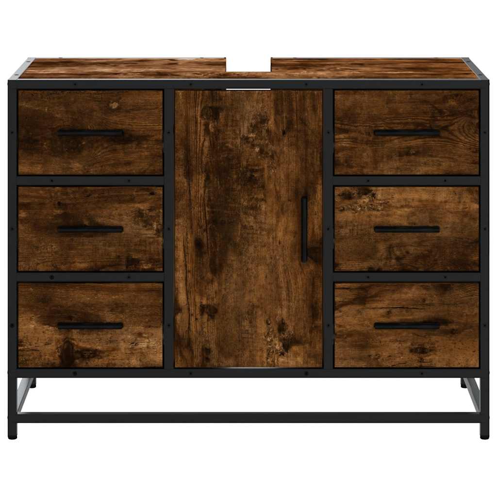 Smoked Oak Bathroom Sink Cabinet 80x33x60 cm - Engineered Wood