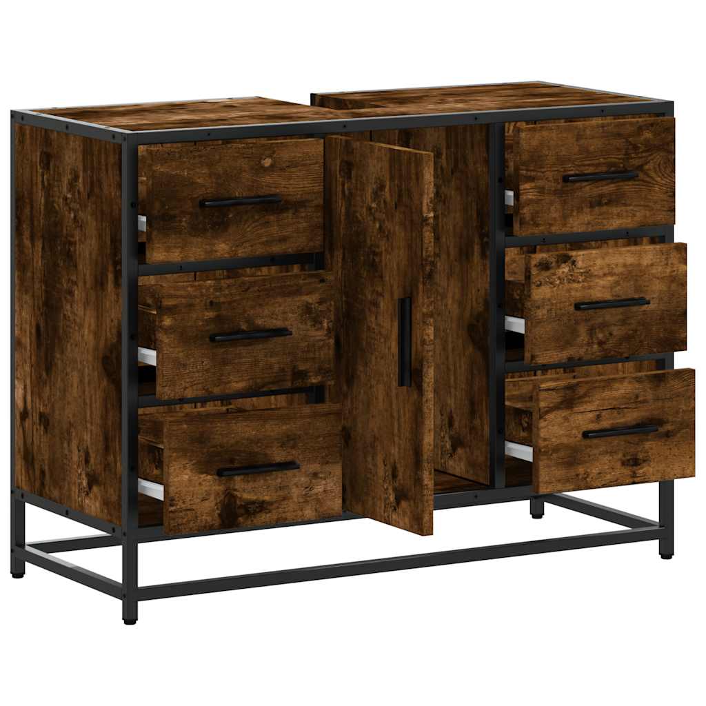 Smoked Oak Bathroom Sink Cabinet 80x33x60 cm - Engineered Wood