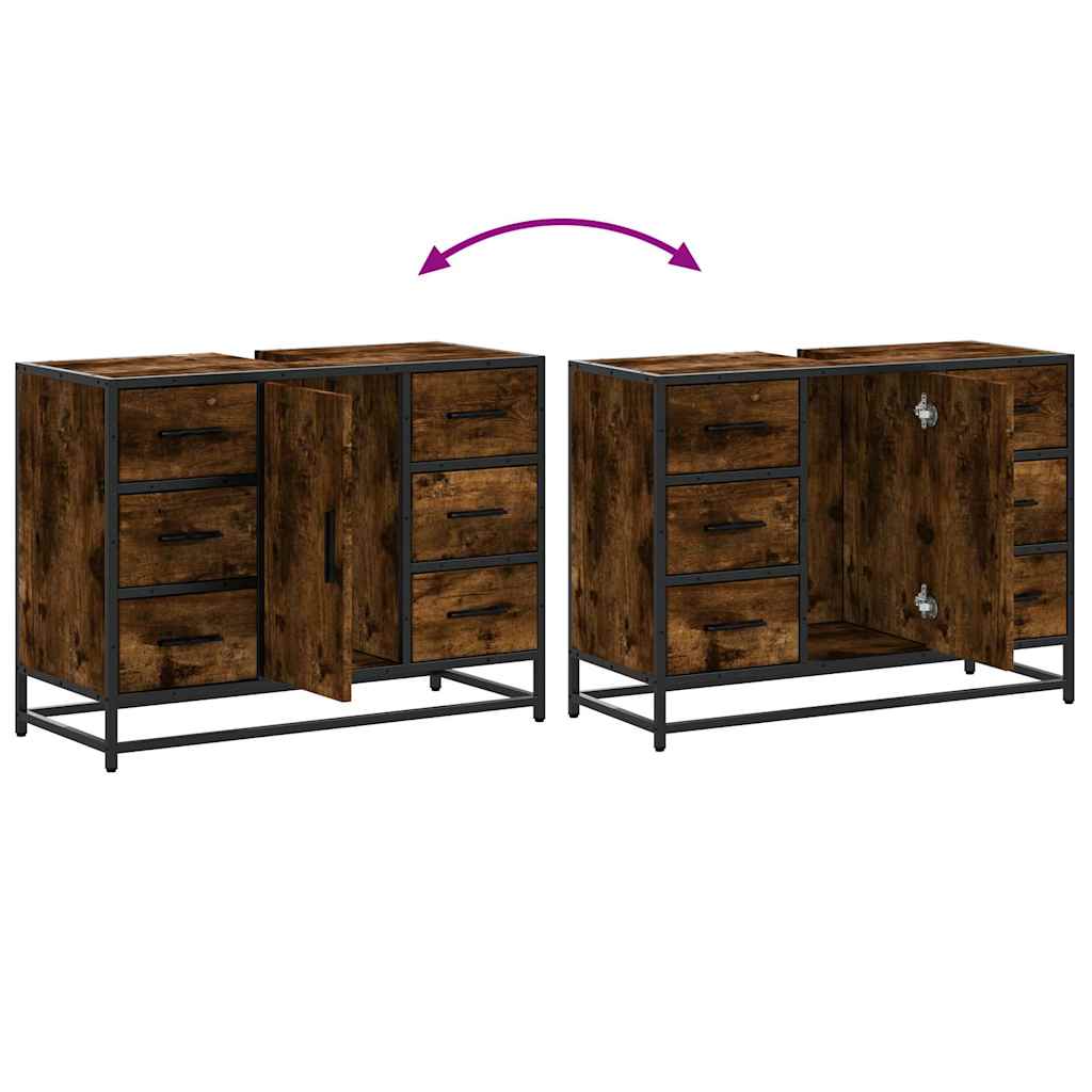 Smoked Oak Bathroom Sink Cabinet 80x33x60 cm - Engineered Wood