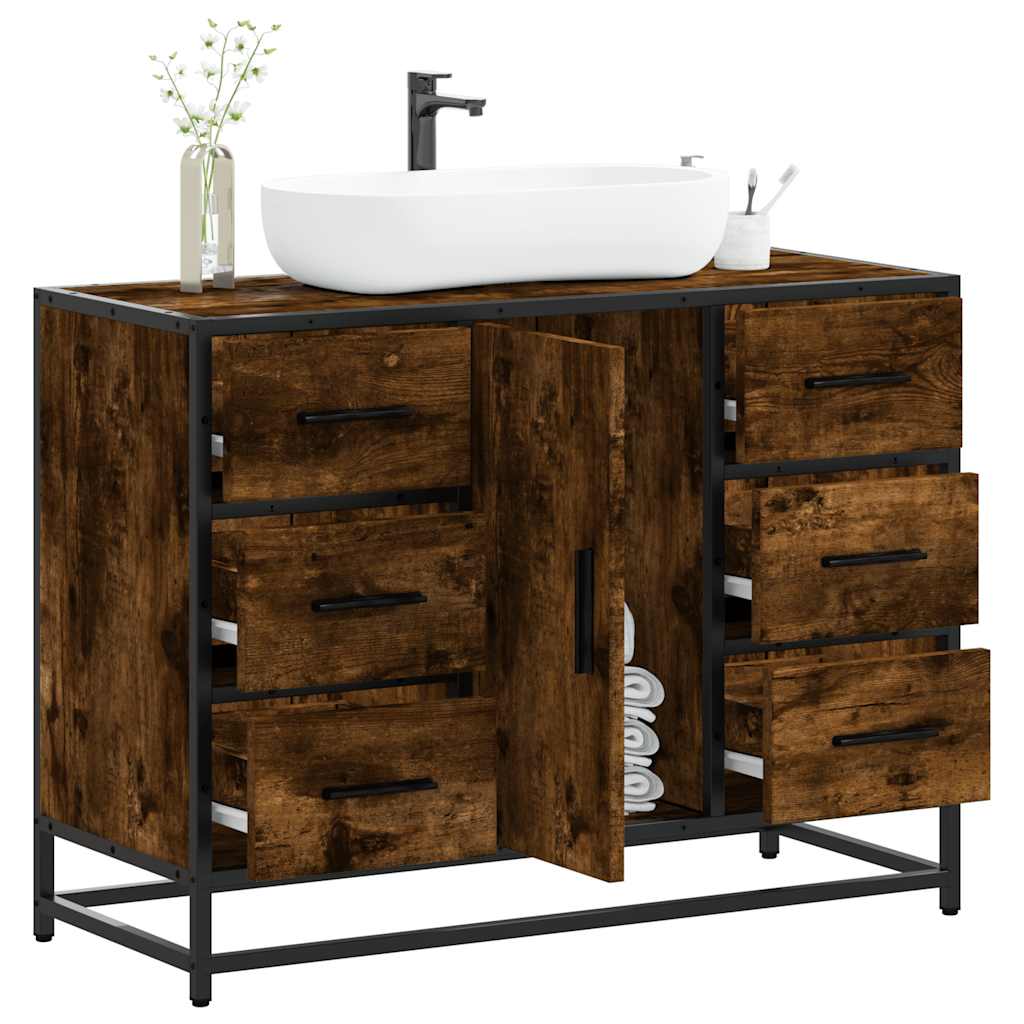 Smoked Oak Bathroom Sink Cabinet 80x33x60 cm - Engineered Wood