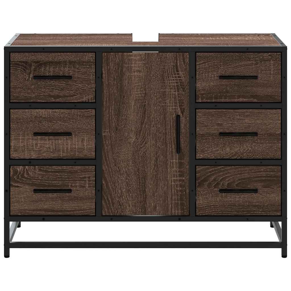 Brown Oak Engineered Wood Bathroom Sink Cabinet 80x33x60 cm