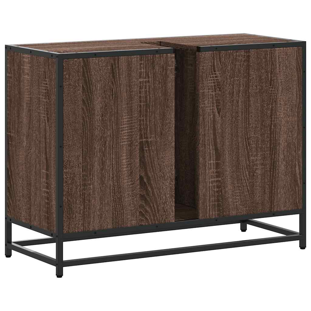 Brown Oak Engineered Wood Bathroom Sink Cabinet 80x33x60 cm